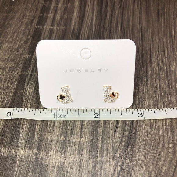 <CLEARANCE>14K Gold Cute Small Cat Stud Earrings - Picture 6 of 7